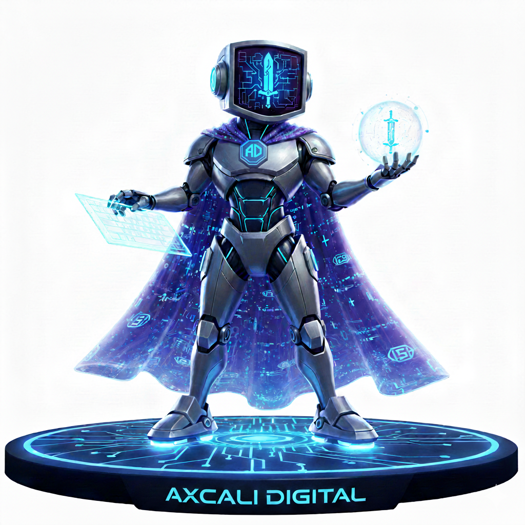 Mascote Axcali Digital - Especialista em Marketing